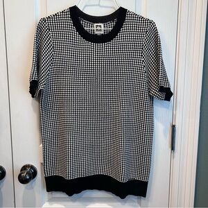 Anne Klein Women’s Black/White Diamond Jacquard Dressy Top Size Medium NWT